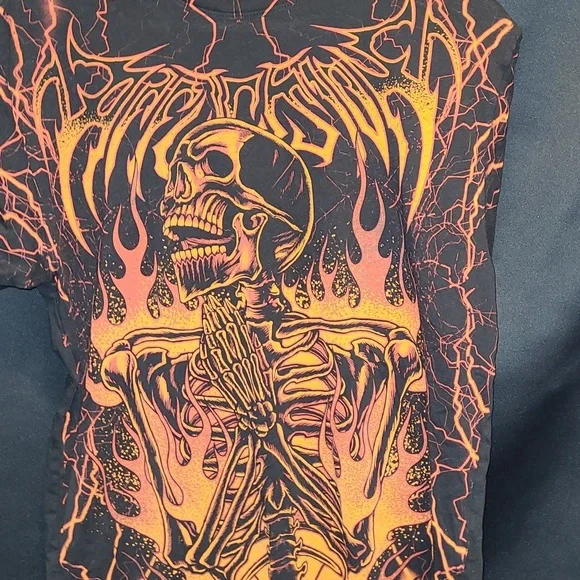 Affliction Infernal Nightmare Black & Red T-Shirt Size LARGE - Picture 2 of 13